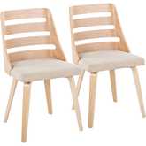 Trevi Dining Accent Chair in Natural Wood with Cream Fabric